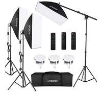 Andoer Softbox Photography Lighting Kit Professional Studio Equipment with 20"x28" Softbox, 2800-5700K 85W Bi-color Temperature Bulb with Remote, Light Stand, Boom Arm for Portrait Product Shooting