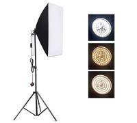 Andoer Softbox Photography Lighting Kit Professional Studio Equipment with 60x60cm Softbox 2800-5700K 85W Temperature Bulb with Remote and Light Stand (UK Plug)