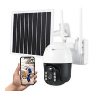 Andoer Solar Powered Monitor Camera 3MP Wall Mount Smart WiFi Camera IP66 Waterproof Color Night Vision Two-Way Audio Motion Detection PTZ Security Camera for Home Office Outdoor Indoor
