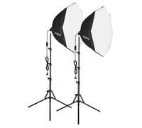 Andoer Studio Photography Softbox Kit with 70cm/28in Octagon Photography Softbox * 2 + 1.5M Metal Tripod Stand * 2 for Live Streaming Portr