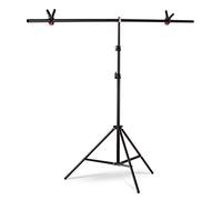 Andoer T-shaped Background Stand 1.5 x 2 m Background Mount Kit Aluminium Alloy Material High Performance Portable Adjustable Height for Photography Video Studio with Spring Clip Black