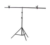 Andoer T-shaped Background Stand 2 x 2 m / 6.5 x 6.5 ft Background Mount Kit Aluminium Alloy Material High Performance Portable Adjustable Height for Photography Video Studio with Spring Clip Black