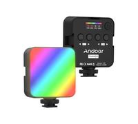 Andoer T64RGB Pocket Led Light Mini Video Lamp RGB Photography Light 2500K-9000K with 65pcs Beads 3 Cold Shoe Mounts for Live Streaming Home Studio Comercial Photography