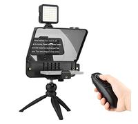 Andoer Teleprompter Portable Camera Prompter Kit with Phone Stand LED Fill Light Desktop Tripod Remote Control for Vlog Interview Stage Speech