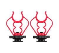 Andoer Universal MicShock Mount Adapter for Cold Shoe Mount ABS Plastic Microphone Holder Replacement for Shotgun Microphones Black and Red 2 Pack