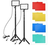 Andoer Video Light 2 Pack, USB Powered, Dimmable LED Light with 5 Color Filters, Adjustable Foldable Tripod, for YouTube Photography, Product Portraits & Live Streaming