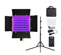 Andoer W480RGB LED Video Light with Tripod, Dimmable Bi-Color 2500-9000K LED Light Panel with LCD Screen Barndoor Remote Controller for Studio, YouTube, Photography, DC/NP Series Battery Powered