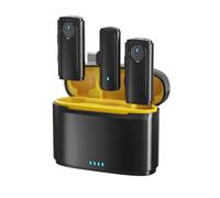 Andoer Wireless Lapel Microphone with 1 Receiver + 2 Transmitters + 1 Charging Box, 20 m Transmission Range, Built-in Battery for YouTube Tiktok Live Streaming Interview Vlog