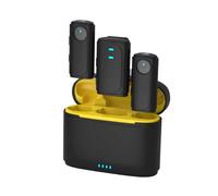 Andoer Wireless Microphone System with 1 Receiver + 2 Transmitters + 1 Charging Box 20M Transmission Range Built-in Battery Replacement for Live Streaming Interview Vlog