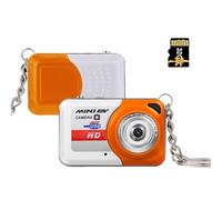 Andoer X6 Mini Portable Compact Keychain Camera with 32GB TF Card - Mini Camera for Kids, Orange