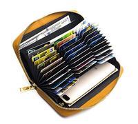 ANDOILT Genuine Leather Purses for Women Wallet Mens RFID Blocking Credit Card Holder Zipper Purse Cell Phone Handbag Brown