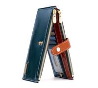 ANDOILT Wallets for Women Genuine Leather Wallet RFID Blocking Bifold Multi Card Case Purse with Zipper Pocket Handbag, B_Green, One Size, Simple Style
