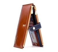 ANDOILT Wallets for Women Genuine Leather Wallet RFID Blocking Bifold Multi Card Case Purse with Zipper Pocket Handbag, B_Brown, One Size, Simple Style
