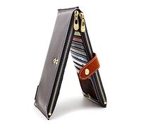 ANDOILT Women's Genuine Leather Wallet RFID Blocking Credit Card Holder Zipper Purse Cell Phone Handbag Gray
