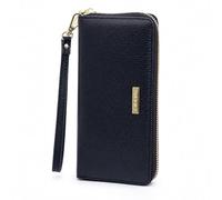 ANDOILT Womens RFID Blocking Genuine Leather Zip Around Wallets Large Cell Phone Holder Clutch Travel Purse Wristlet, Black, Standard, Minimalist