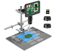 Andonstar AD246SM-Plus 2160P UHD HDMI Digital Microscope 2000X, Professional PCB Circuit Board Soldering Microscope Station, Soldering Helping Hands, Tool Holder, 32G Card
