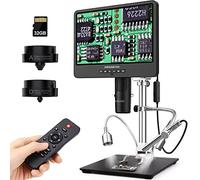 Andonstar AD249S-M 3 Lens HDMI Digital Microscope with Endoscope, 2160P UHD Video Record, 10.1 Inch LCD, Soldering & Coin Biological Microscope, Windows Compatible