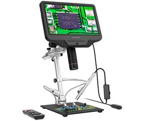 Andonstar AD409 Pro HDMI Digital Microscope with Endoscope, 10.1 inch LCD Screen Soldering Microscope, 300X USB Electronic Microscope Camera for PCB Soldering, Coin Collection, Supports Windows PC