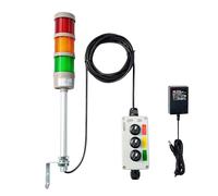 ANDONT 3 Stack Super Bright LED Andon Tower Lights with Buzzer, Red/Yellow/Green, Off-ON or Flash,16 ft Extension Cord, 6 ft Industrial Adapter, IP53, 2.36" Diameter 17.8" Length, Plug Play Ready