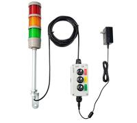 ANDONT 3 Stack Super Bright LED Andon Tower Lights with Buzzer, Red/Yellow/Green, Off-ON or Flash,16 ft Extension Cord, 6 ft Industrial Adapter, IP53, 2.36" Diameter 17.8" Length, Plug Play Ready