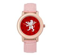 Andor Flag Novelty Women's Wrist Watch with Leather Strap | Funny Slim Analog Display Quartz Watches for Women