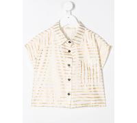 Andorine striped linen cropped shirt - White 2 yrs-6 yrs-16 yrs