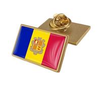 Andorra Flag Funny Round Lapel Pin - Patriotic Ethnic Style Flag Printed Crystal Badge,Elegant Brooch Tie Pin Badge Jewelry Hat Clothes Accessories Rectangle