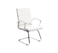 Andorra High Back Leather Faced Cantilever Office Chair (White), Fully Installed