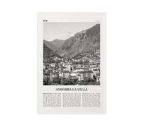 Andorra La Vella Black And White, City Map Travel Landscape Canvas Wall Art Posters And Prints Room Aesthetic Bedroom Office Decor 24x36inch(60x90cm)