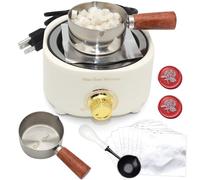 Andotopee Electric Wax Seal Warmer and Spoon Kit with 80ml Spoon, Non-Stick Sealing Wax Spoon for Fast Melting Beads and Sticks - Sealing Melting Furnace Set for Stamp Seals Craft, White