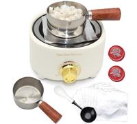 Andotopee Electric Wax Seal Warmer and Spoon Kit with 80ml Spoon, Non-Stick Sealing Wax Spoon, Tinfoil for Fast Melting Beads and Sticks - Sealing Melting Furnace Set for Stamp Seals Craft, White