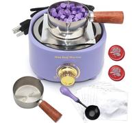 Andotopee Electric Wax Seal Warmer and Spoon Kit with 80ml Spoon, Non-Stick Sealing Wax Spoon, Tinfoil for Fast Melting Beads and Sticks - Sealing Melting Furnace Set for Stamp Seals Craft, Purple