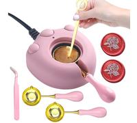 Andotopee Electric Wax Seal Warmer Kit With Melter, 2pcs Spoon, Tweezers, Stir Pin for Fast Melting Beads Sticks, Envelope Stamp Seals Craft, Pink