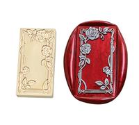 Andotopee Vintage Embossed Frame Wax Seal Stamp - 3D Relief Floral Photo Frame Seal Stamps with Wood Handle, Retro Sealing Wax Stamp for Wedding Invitations, Scrapbooking, Letters (Rectangle #17B)