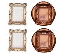 Andotopee Vintage Embossed Frame Wax Seal Stamp - 3D Relief Photo Frame Seal Stamps with Wood Handle, Retro Sealing Wax Stamp for Wedding Invitations, Scrapbooking, Letters (Rectangle #7)