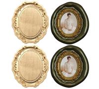 Andotopee Vintage Embossed Frame Wax Seal Stamp - 3D Relief Photo Frame Seal Stamps with Wood Handle, Retro Sealing Wax Stamp for Wedding Invitations, Scrapbooking, Letters(Oval #6)