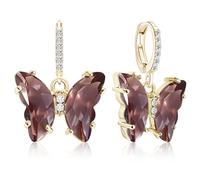 ANDPAI 18k Gold Crystal Butterfly Huggie Hoop Earrings for Women | Dainty Sparkly Rhinestone Butterfly Dangle Drop Earrings Cute Elegant Elegant Cubic Zirconia Animal Jewelry Gifts