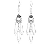 ANDPAI Halloween Chandelier Teardrop Leverback Earrings for Women | Gothic Punk Cook Vintage Silver Sparkly Crystal Flower Heart Floral Drops Dangle Earrings Party Jewelry Gifts