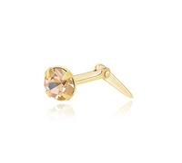 Andralok 9ct Yellow Gold 3.5mm Light Peach Crystal Nose Stud