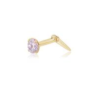 Andralok 9ct yellow gold 3mm round lilac cubic zirconia cz nose stud