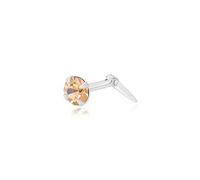 Andralok Sterling Silver 2mm Light Peach Crystal Nose Stud