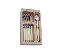 Andre Verdier LAGUIOLE Debutant Set of 6 Table Spoons-Ivory ABS Handle-Made in France, Stainless Steel