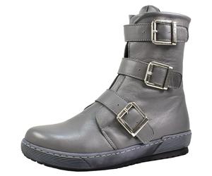 Andrea Conti 0066009 Women's Ankle Boots Biker Boot Three Straps Buckle Sporty, gray, 6 UK