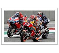 Andrea Dovizioso, Marc Marquez & Maverick Vinales Signed 12x8 Inch Photo Print Pre Printed Signature Motorbikes Superbikes MotoGP Autograph Gift Artwork, Wall Art