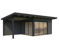 Andrea L (6.9x3m | 11.2+7.9m2 | 44mm) Garden Room with Sliding Doors (Double Glazing Available)