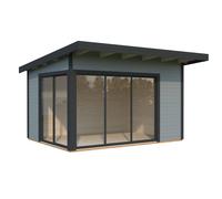 Andrea S (3.9x3m | 11.2m2 | 44mm) Modern Corner Summer House With Sliding Doors (Double Glazing Available)