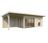 Andrea XL (9x3m | 17.1+7.9m2 | 44mm) Garden Room with Sliding Doors (Double Glazing Available)