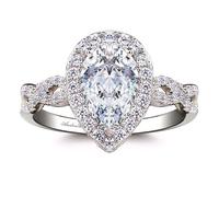 AndreAngel Pear Cut Engagement Ring for Women Solid 925 Sterling Silver AAAAA+ Simulated Grade Cubic Zirconia Stones 10mm 2.0 Carat Engagement Anniversary Gift, Metal Stone, Cubic Zirconia