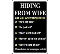 Andreaoy Metal Tin Sign Hiding from Wife Bar Call Rates Marriage Joke Bartender Beer Drink Home Bar Club Hotel & Outdoor Street Garage Sign Metal tin Sign 8x12 Inches