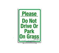 Andreaoy New Metal Tin Sign/Please No Parking On Grass/Please Do Not Drive Or Park On Grass Sign/Please take Care of The Lawn Outdoor Patio Decoration Aluminum Sign (16x12 Inches)